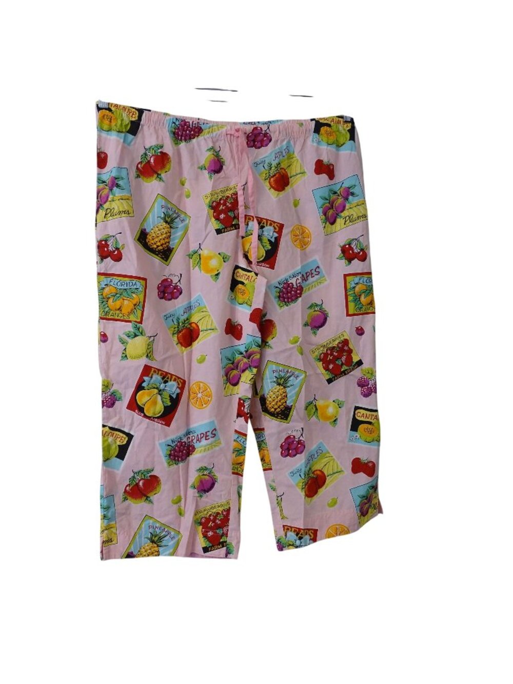 Nick & Nora Pink Capri Pajama Sleep Pants Women Size XXL Fruit Crate Labels